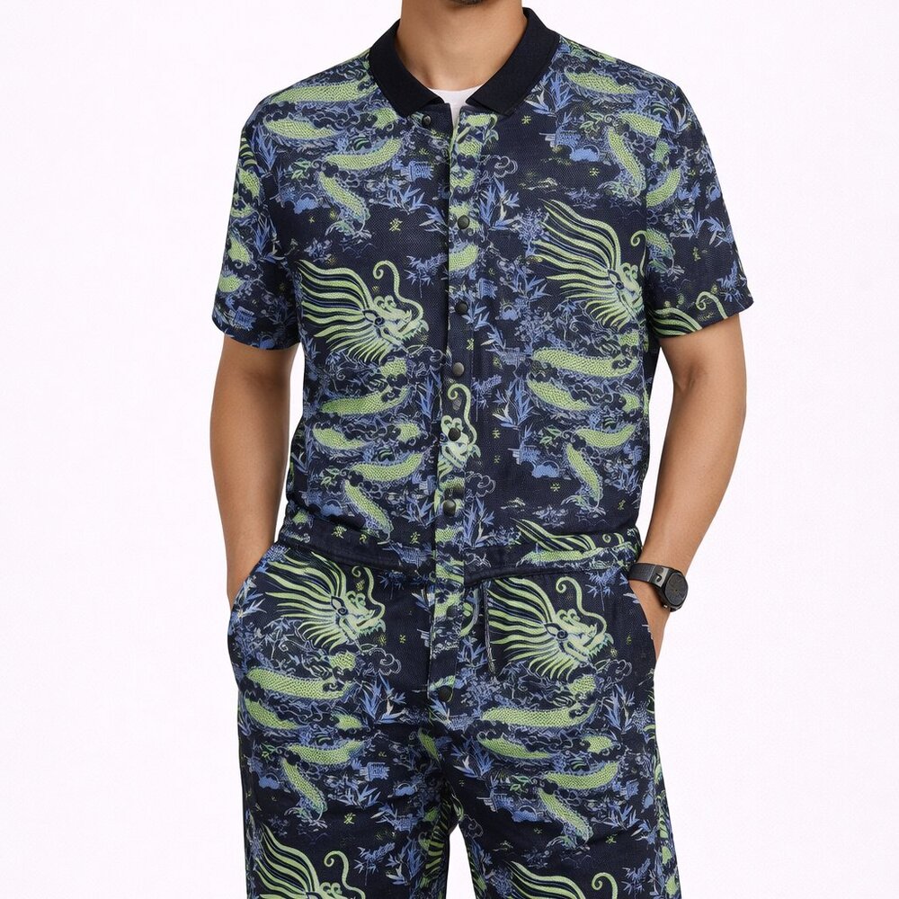 ASOS Medium Dragon Print Button-Up Jumpsuit